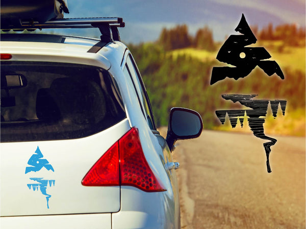 Autoaufkleber Berglandschaft im Blatt