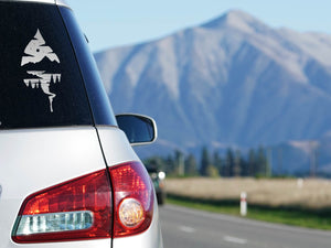 Sticker paysage de montagne en feuille