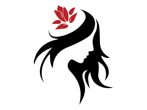 Aufkleber Silhouette Frauenkopf mit Rose