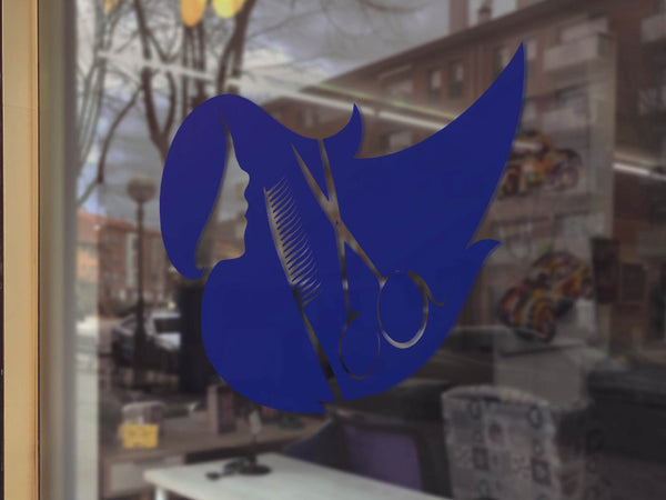 Aufkleber Friseursalon Frauenkopf Schaufensteraufkleber