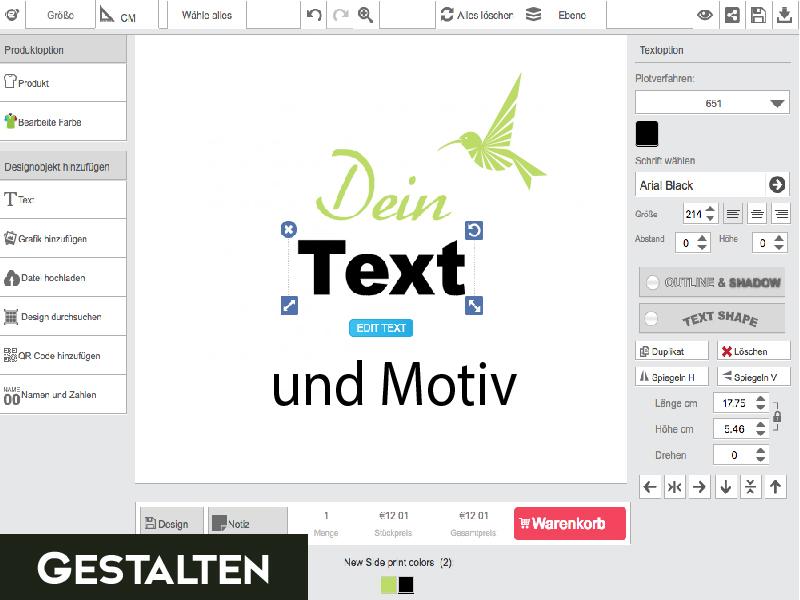 Aufkleber selbst gestalten 100cm