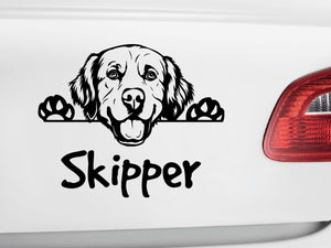 Adhesivo para coche perro Golden Retriever #2 con nombre deseado