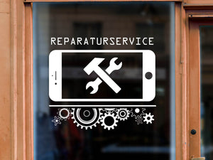 Aufkleber Smartphone Reparaturservice Zahnräder
