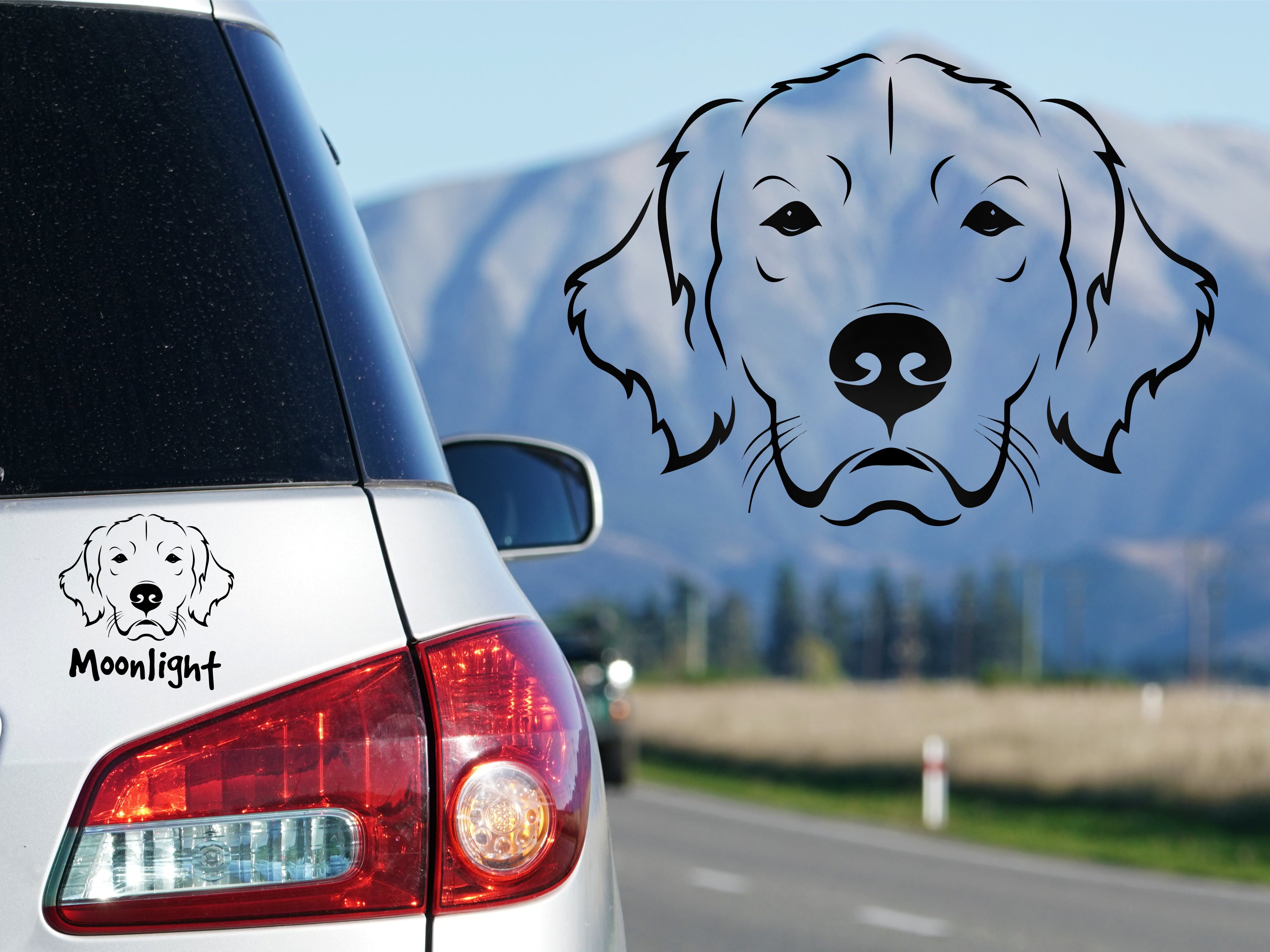 Autocollant de voiture chien Labrador #4 avec le nom désiré