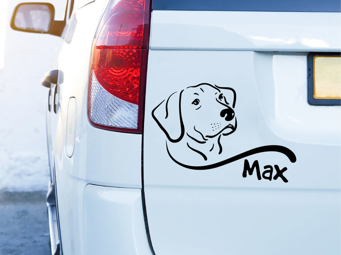 Autoaufkleber Hund Labrador mit Wunschname