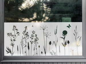 Película de vidrio esmerilado Película de privacidad Prado con flores silvestres EXTERIOR