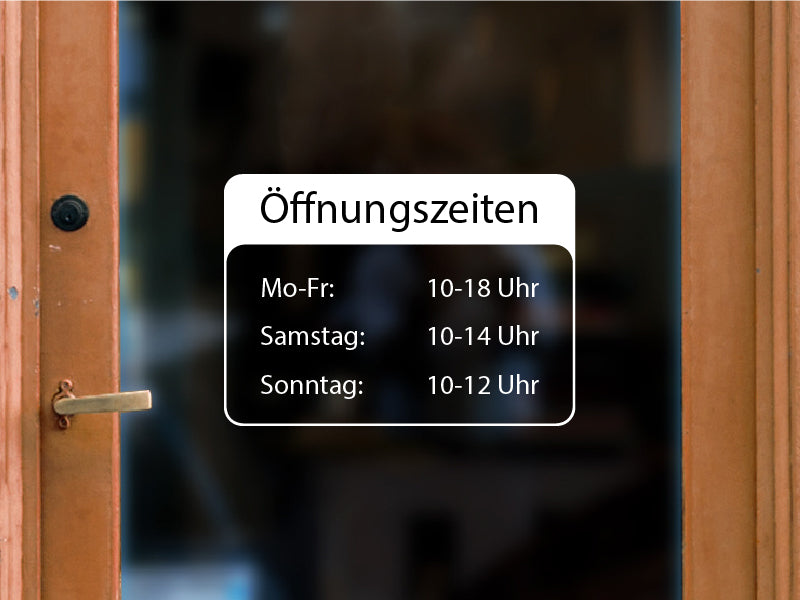 Aufkleber Öffnungszeiten Eleganz