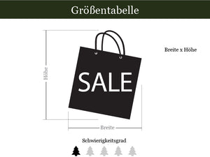 größentabelle Aufkleber Sale Tüte