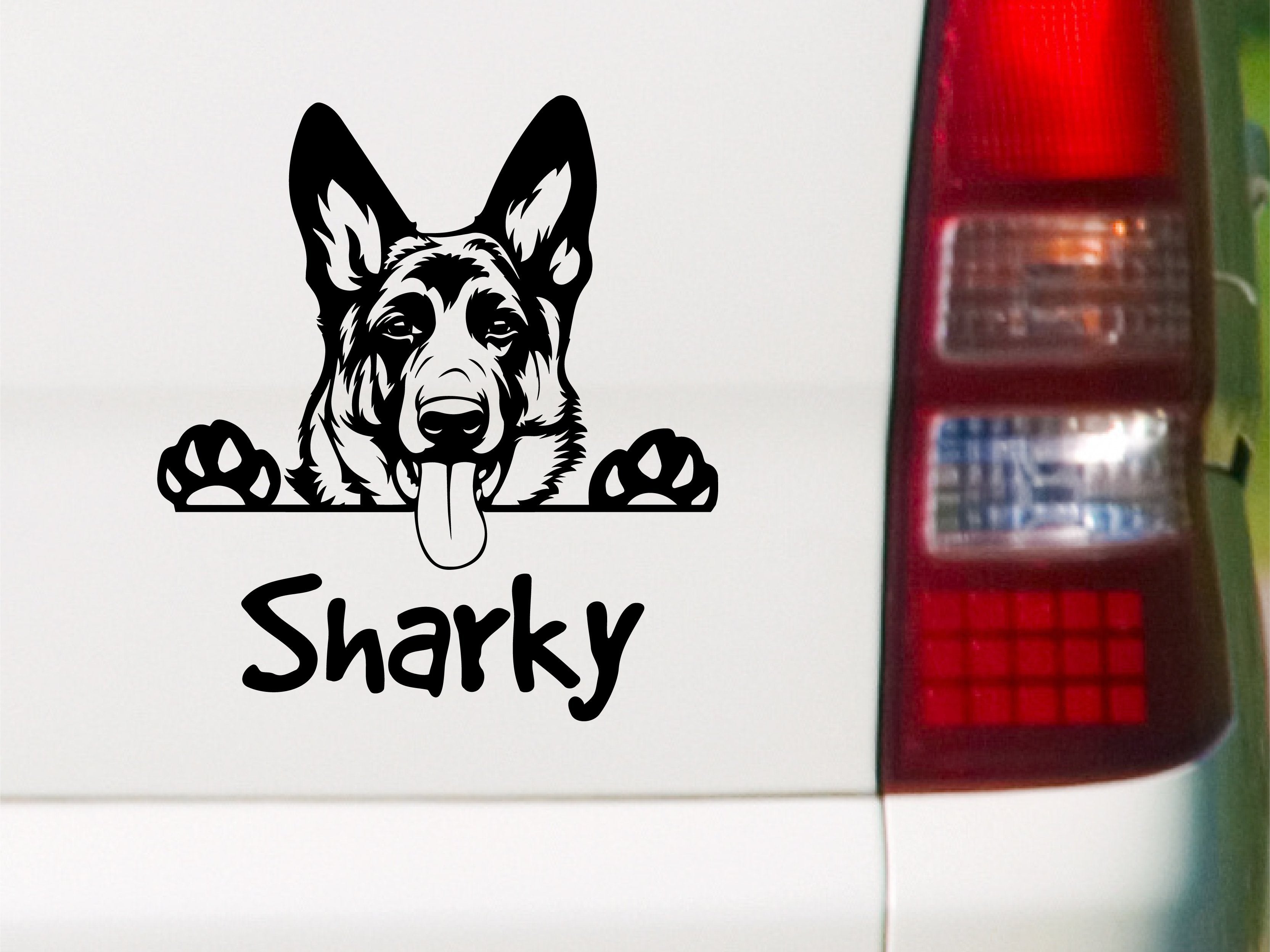 Autoaufkleber Hund Schäferhund mit Wunschname