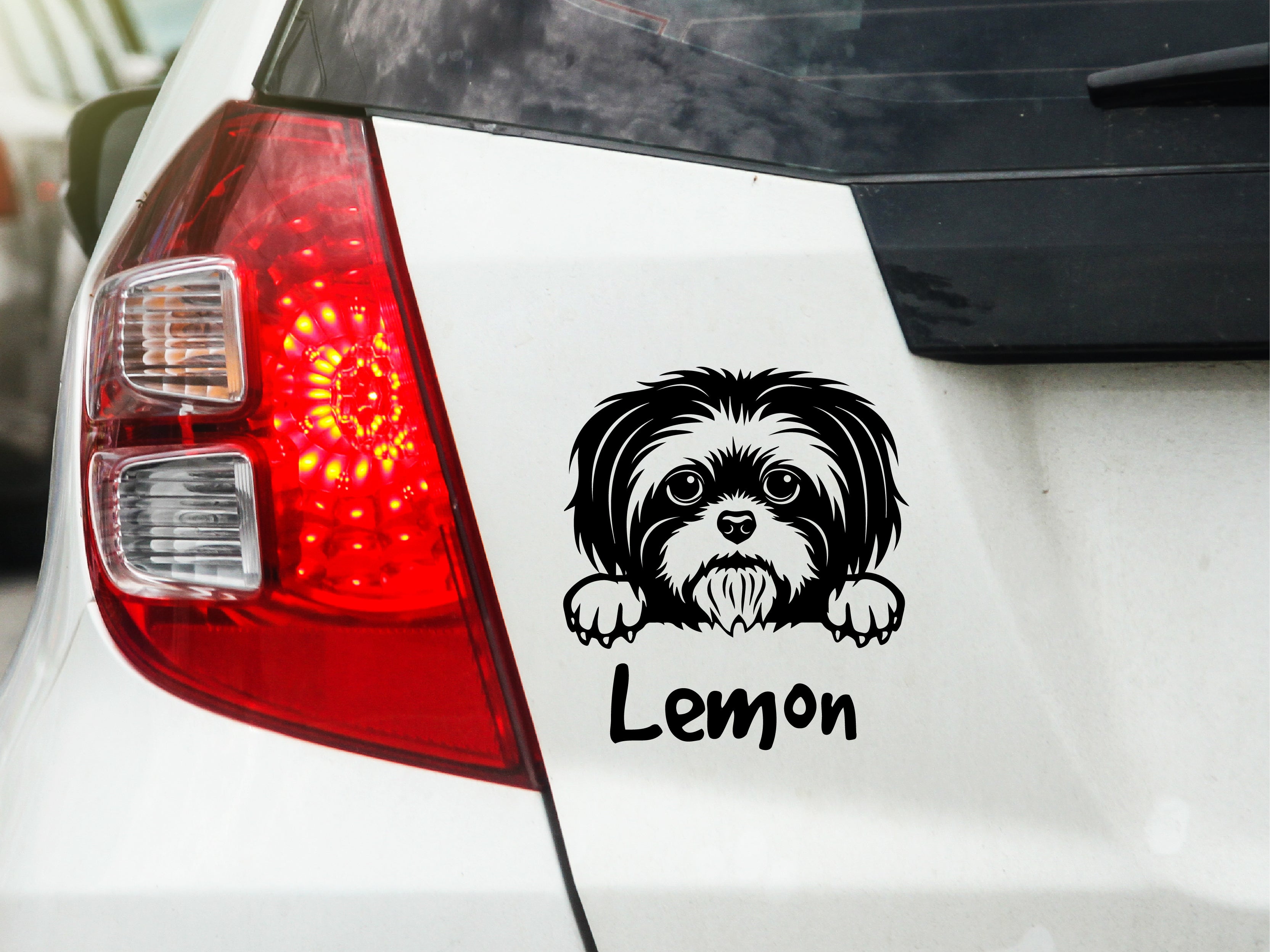 Autoaufkeber Hund Shih Tzu mit Wunschname
