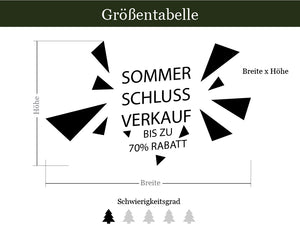 größentabelle Aufkleber Sommerschlussverkauf mit Wunschrabatt