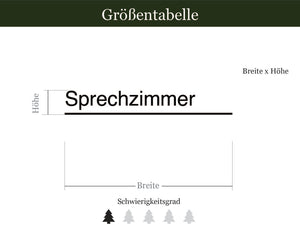 Größentabelle Aufkleber Türbeschriftung Modern Linie