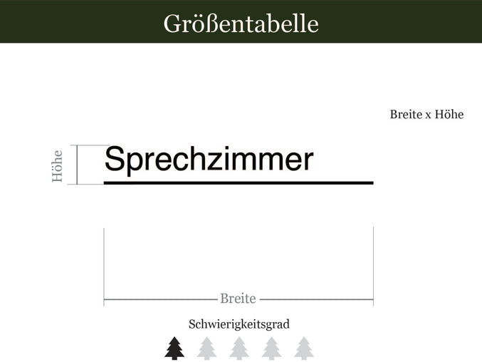 Türaufkleber Linie Modern 2 farbig Größentabelle