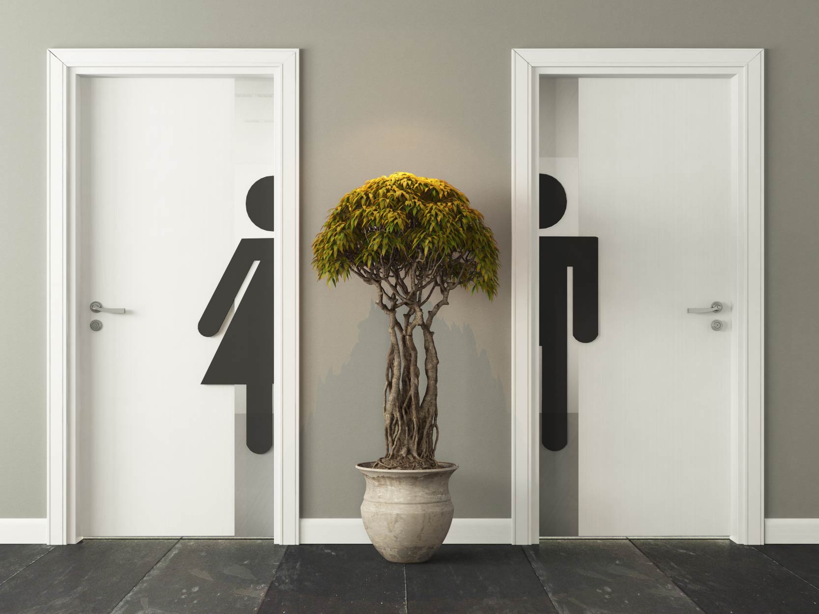 Aufkleber WC Toilette Männlich Weiblich Piktogramm Modern