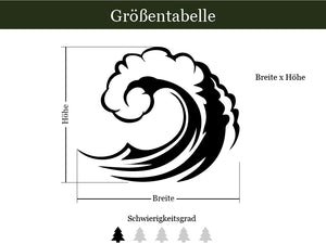 größentabelle Wandtattoo Welle