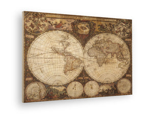 Holzbild Retro Weltkarte