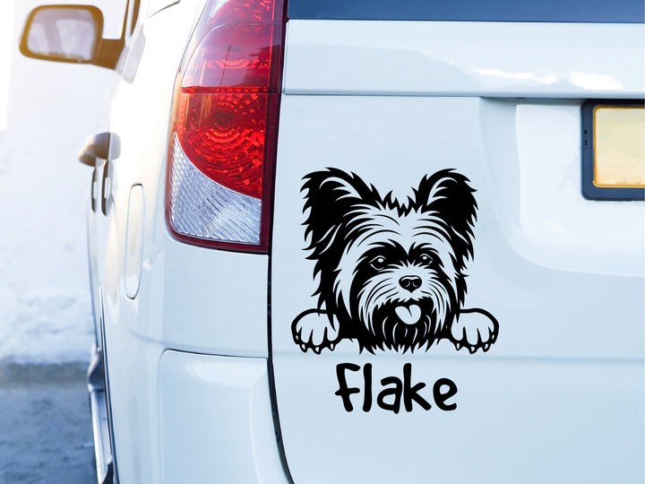 Autoaufkeber Hund Yorkshire Terrier mit Wunschname