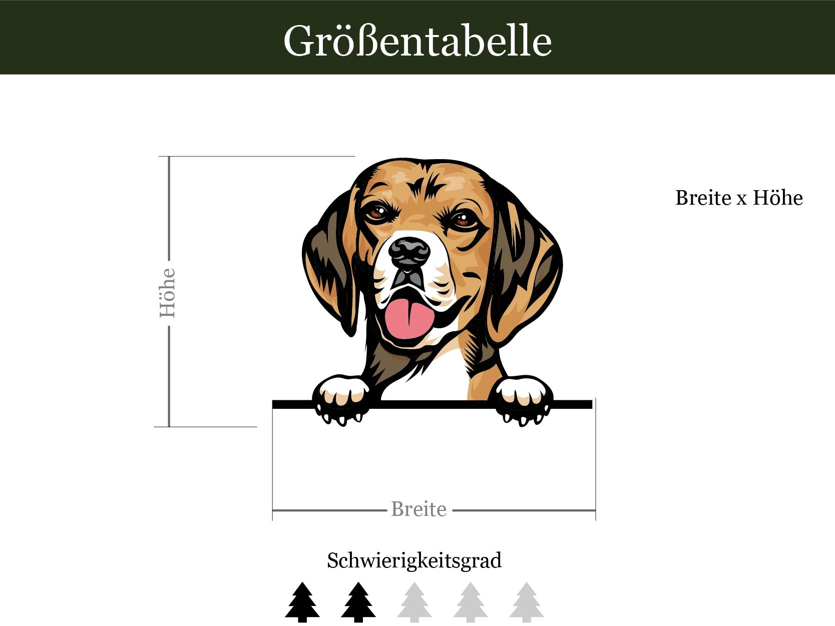 Tableau des tailles Sticker Beagle Cartoon Style