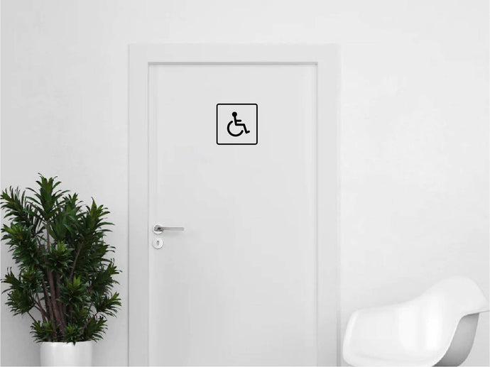 Aufkleber Piktogramm Behinderten WC mit Rahmen