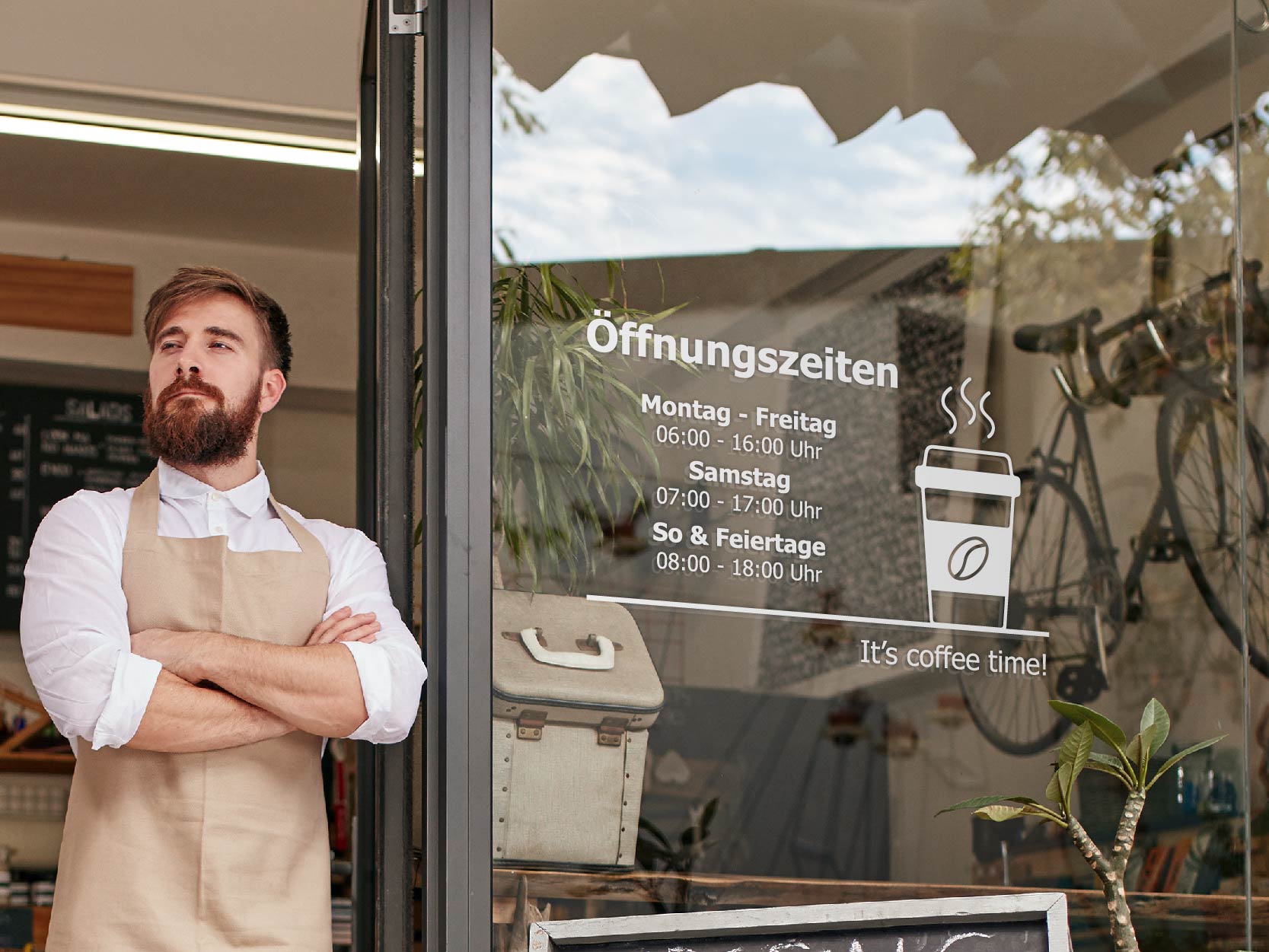 Aufkleber Öffnungszeiten Cafe