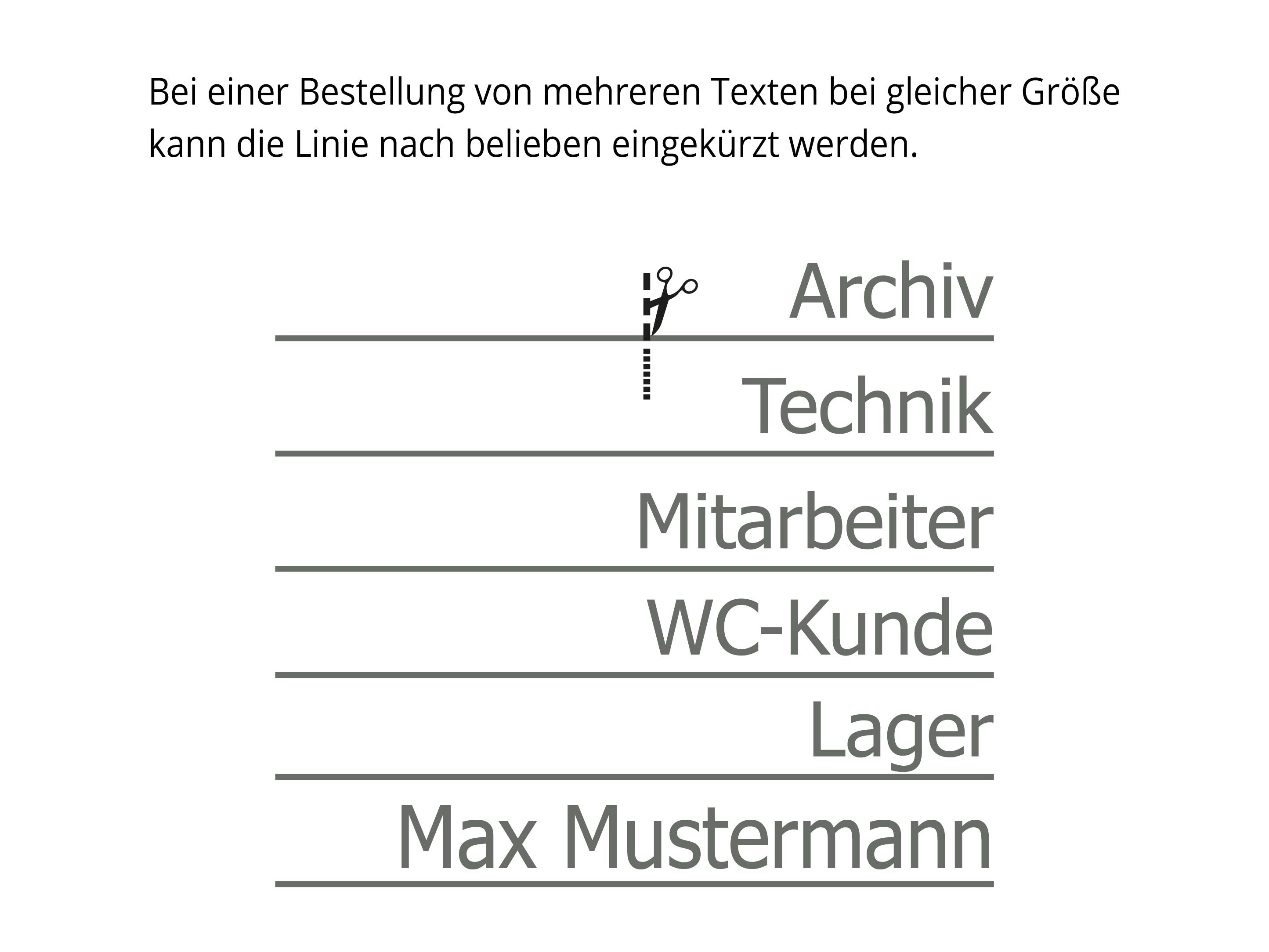 Aufkleber Türbeschriftung Linie Modern mit Wunschtext