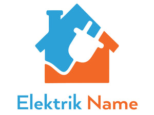 Pegatina logo electricista casa+toma personalizable