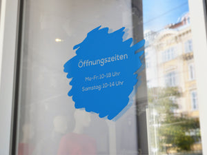 Aufkleber Öffnungszeiten Farbklecks