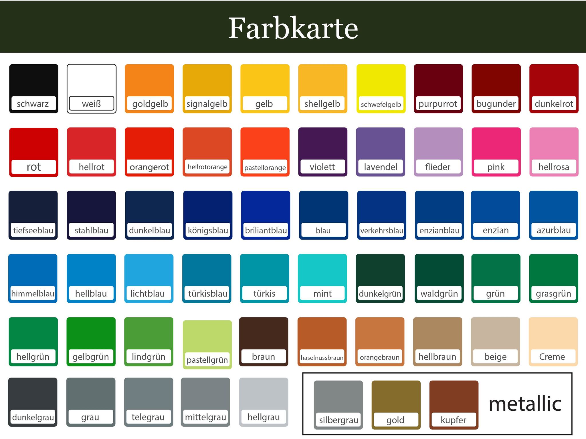 Farbkarte Türaufkleber Linienrahmen