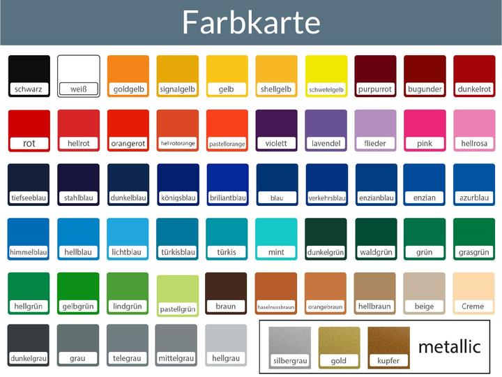 Aufkleber Türbeschriftung Wunschtext farbkarte