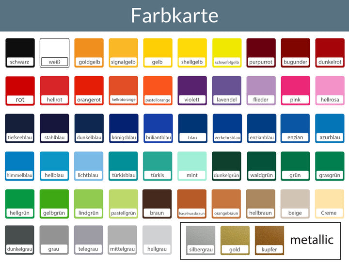 Farbkarte für Aufkleber WC PIKTOGRAMM