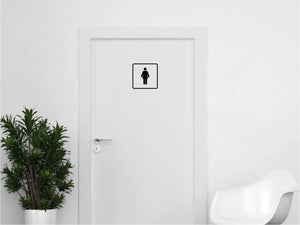 Sticker pictogramme toilette femme avec cadre