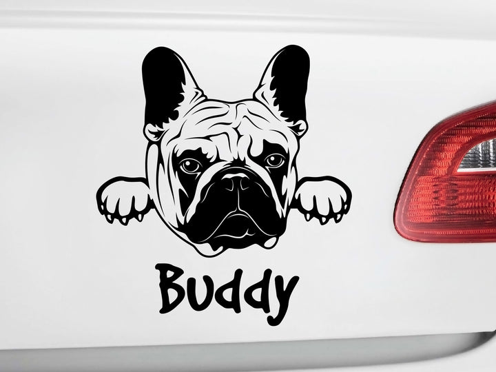 Pegatina para coche bulldog francés #2 con nombre deseado