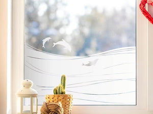 Milchglasfolie Delfine Fensterfolie Glasdekor Sichtschutzfolie Fenster