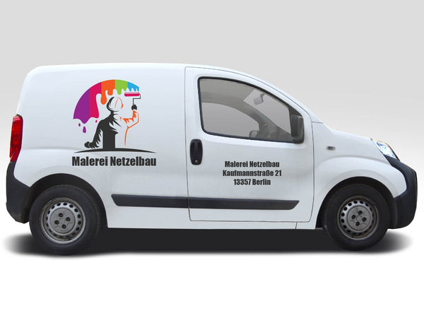 Aufkleber Maler Logo Rolle farbenfroh personalisierbar autoaufkleber