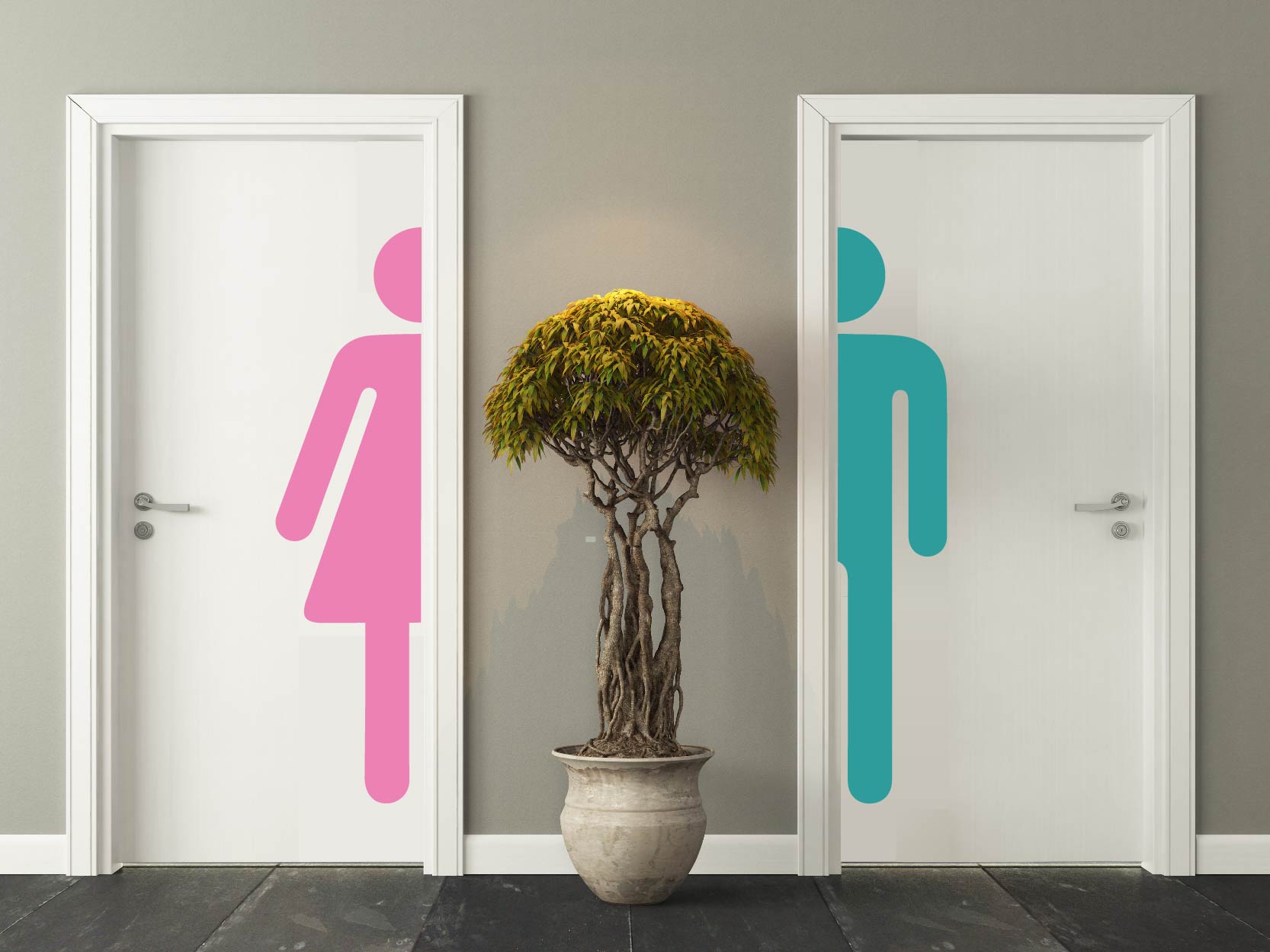 WC Symbole auf Tür