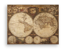Charger l'image dans la visionneuse de la galerie, carte du monde rétro en bois